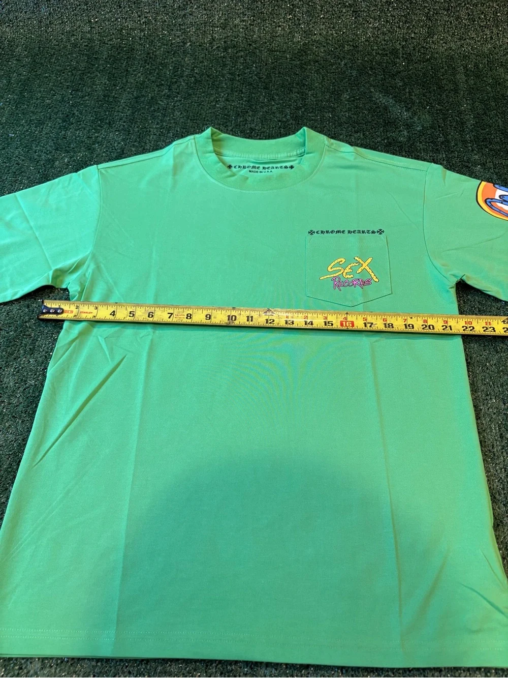 Chrome Hearts Green Pocket Tee with Yellow & Pink Graphic - Picture 6 of 9